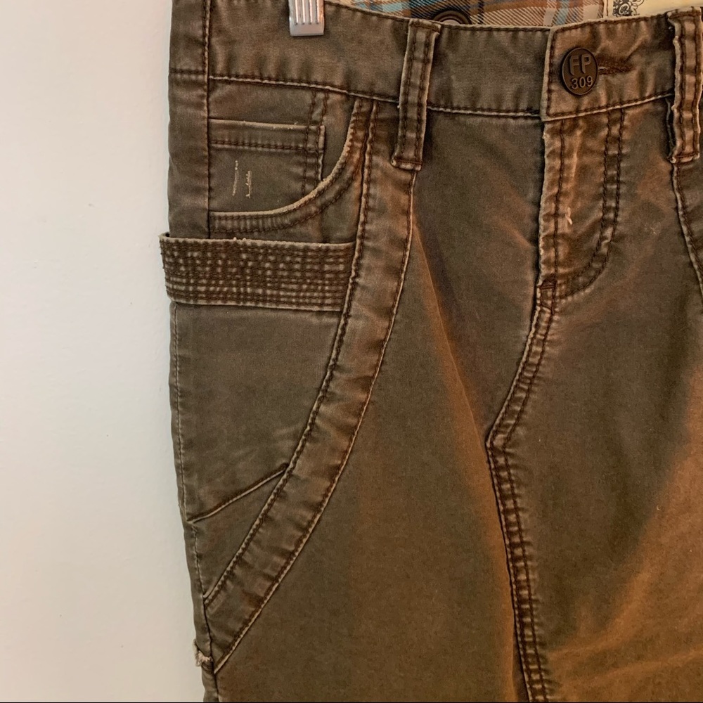 Vintage FREE PEOPLE brown denim mini Skirt - Picture 7 of 8